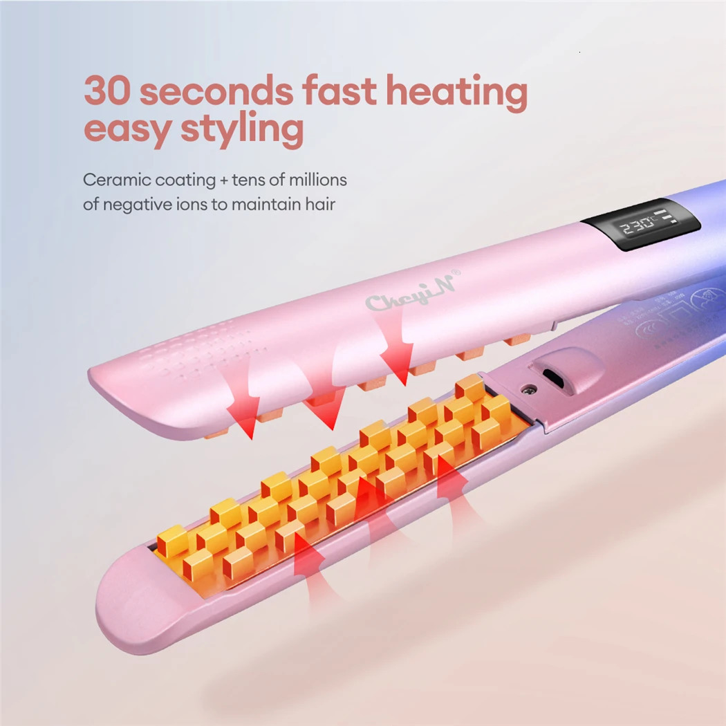 Irons CkeyiN Mini Volumizer Crimper Hair Curling Ceramic 3D Fluffy Curler Corrugated Flat Iron Fast Heating Digital Styling Tools X251027