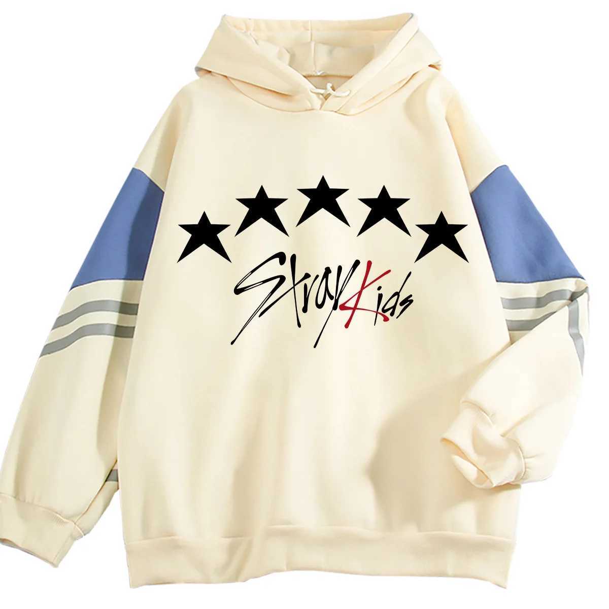 Men's Hoodies Sweatshirts Korean Boy Band Stray Kids 2023 New Album 5 Star Print Hoodies Harajuku Fashion Loose Sweatshirts Unisex Trend Vintage 