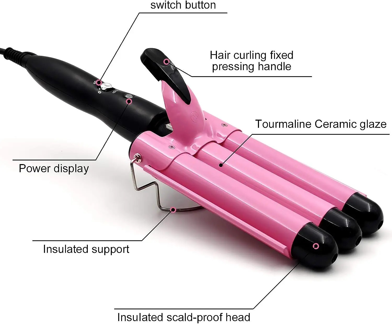 Curling Irons 3 Barrel Curling Iron Hair Crimper Portable Temperature Adjustable Ceramic Wave Iron Wand Curler DIY Curly Hair Stylin 231109