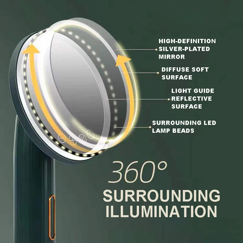 Compact Mirrors 3 Color LED Vanity Makeup Mirror Light Rechargeable Stand Light Travel Portable Lamp With Switch Makeup Cosmetic Table Desk 231109