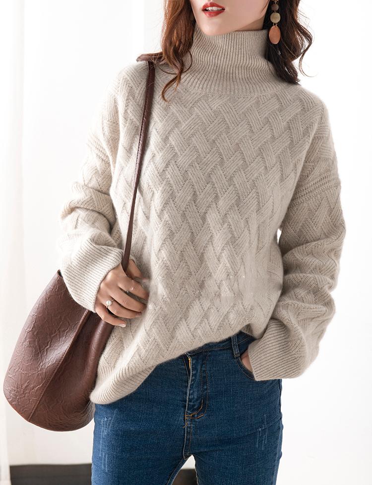 Womens Sweaters Cashmere Sweater Women Turtleneck Pure Color Knitted Pullover Loose Large Size WomenWomens