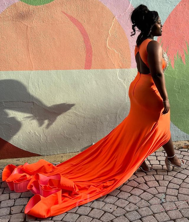 April Aso Ebi Orange Mermaid Prom Lace Beaded Crystals Evening Formal Party Second Reception Birthday Engagement Gowns Drs Robe De Soiree ZJ 6660306