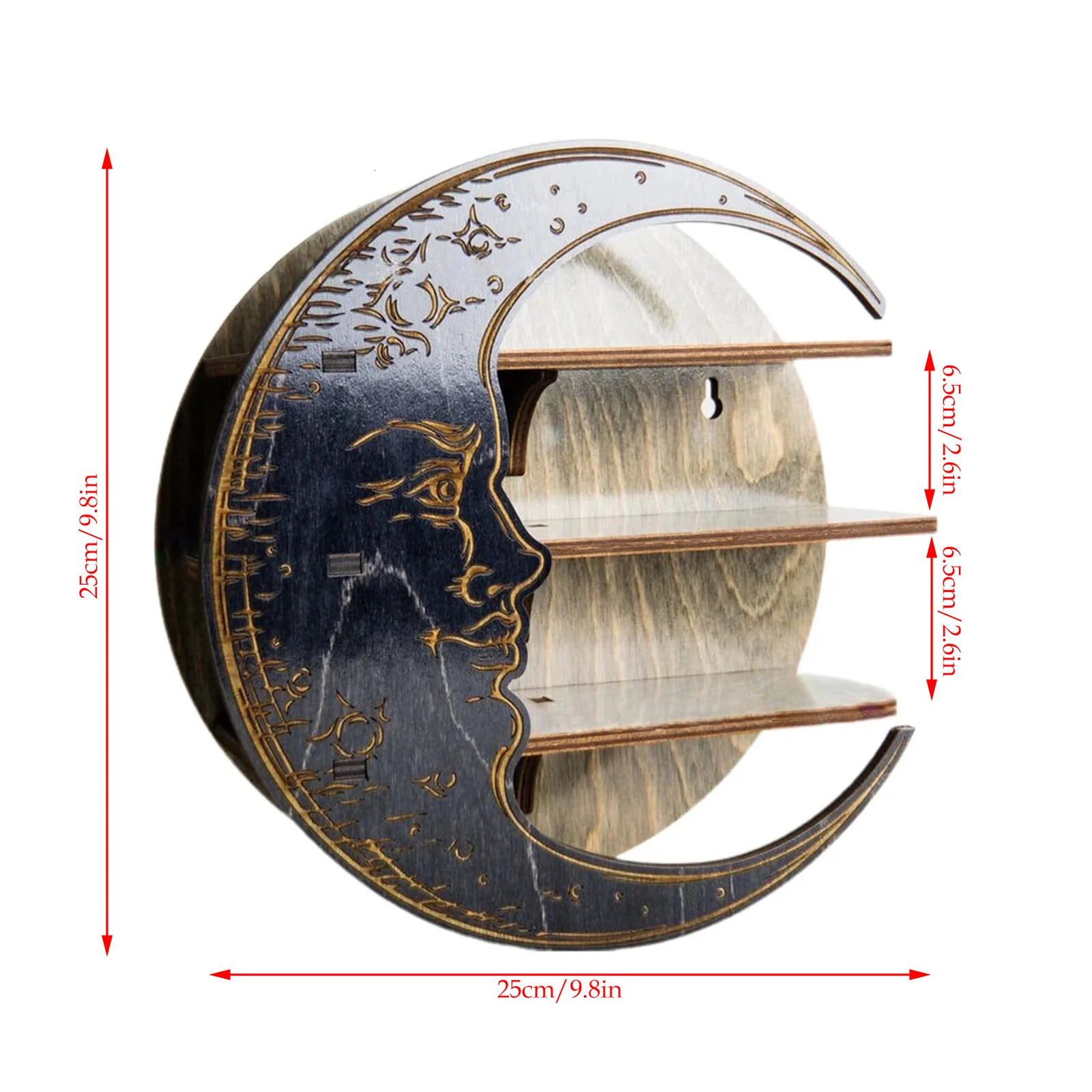 Christmas Decorations Decor for Crystal Essential Oil Nursery Wooden Moon Shelf Living Room Rustic Display Rack Wall Hanging Storage Rack Bedroom Home