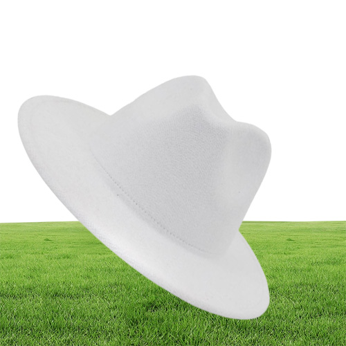 FS White Red Patchwork Wool Felt Jazz Fedora Hat Women Unisex Wide Brim Panama Party Trilby Cowboy Cap Men Gentleman Wedding Hat51