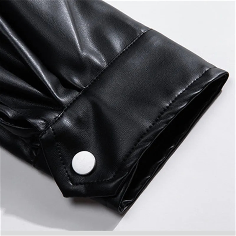 Men's Leather Faux Leather Pu Leather Jacket Men Black Faux Motorcycle Biker Suede Outerwear Fashion Bomber Jackets Mens Turn Down Collar Zipper 