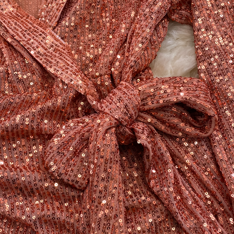 2024 Casual Dresses Sequined Women Dresses Long Sleeve Bandage Solid Vintage Bow Vestidos Mujer Korean Spring Autumn Mini Dress Sexy