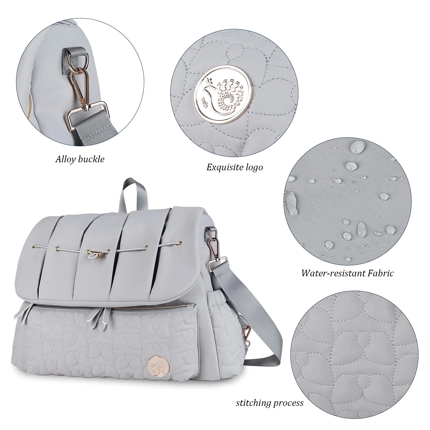 Diaper Bags Baby Diaper Bag Waterproof Quilted Embroidered Mommy Backpack Large Capacity Women Shoulder Bag with Changing Pad 231108