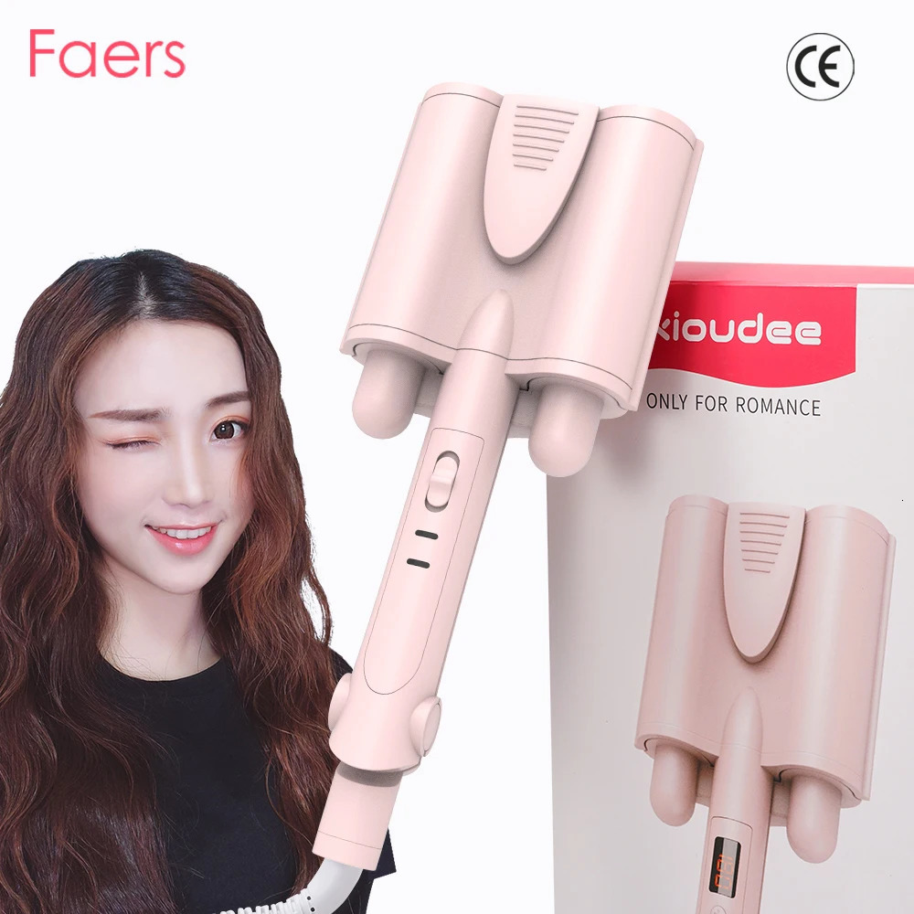 Curling Irons Hair Curler Triple Barrels Ceramic Curling Iron Button Key Big Wave Deep Wavy Splint Egg Rolls Electric Fast Hair Styling Tools 231109