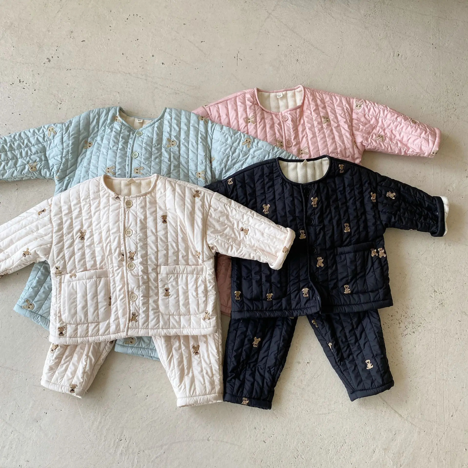 Pajamas Winter Cute Cartoon Kids Pajama Sets Children Thicken Homewear Pajamsa Boy Girl Long Sleeve TopsPants 2pcs Cotton Jacket Set 231108