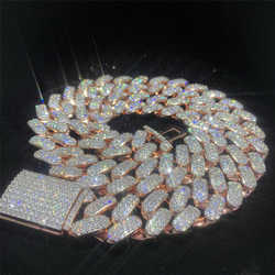 Custom Pendant Necklace Hip-hop 20mm Wide Box Buckle Miami Thick Cuban Chain Full Set with d Color Moissanite Mens