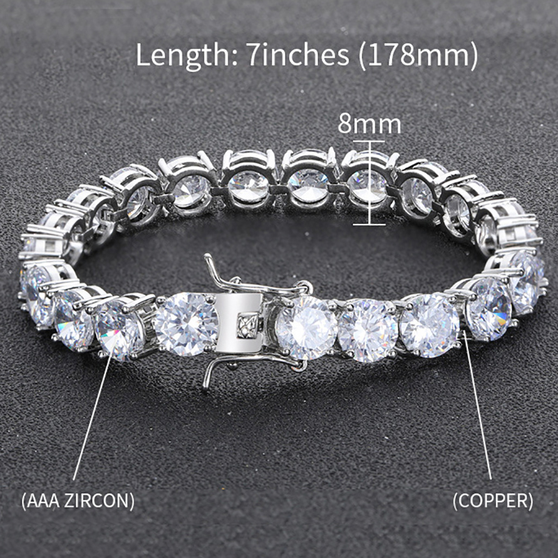 luxury bracelets designer tennis bracelet for women men inlaid 1 row 8MM CZ diamond gold plated womens mens fashion personalize hip hop designer jewel