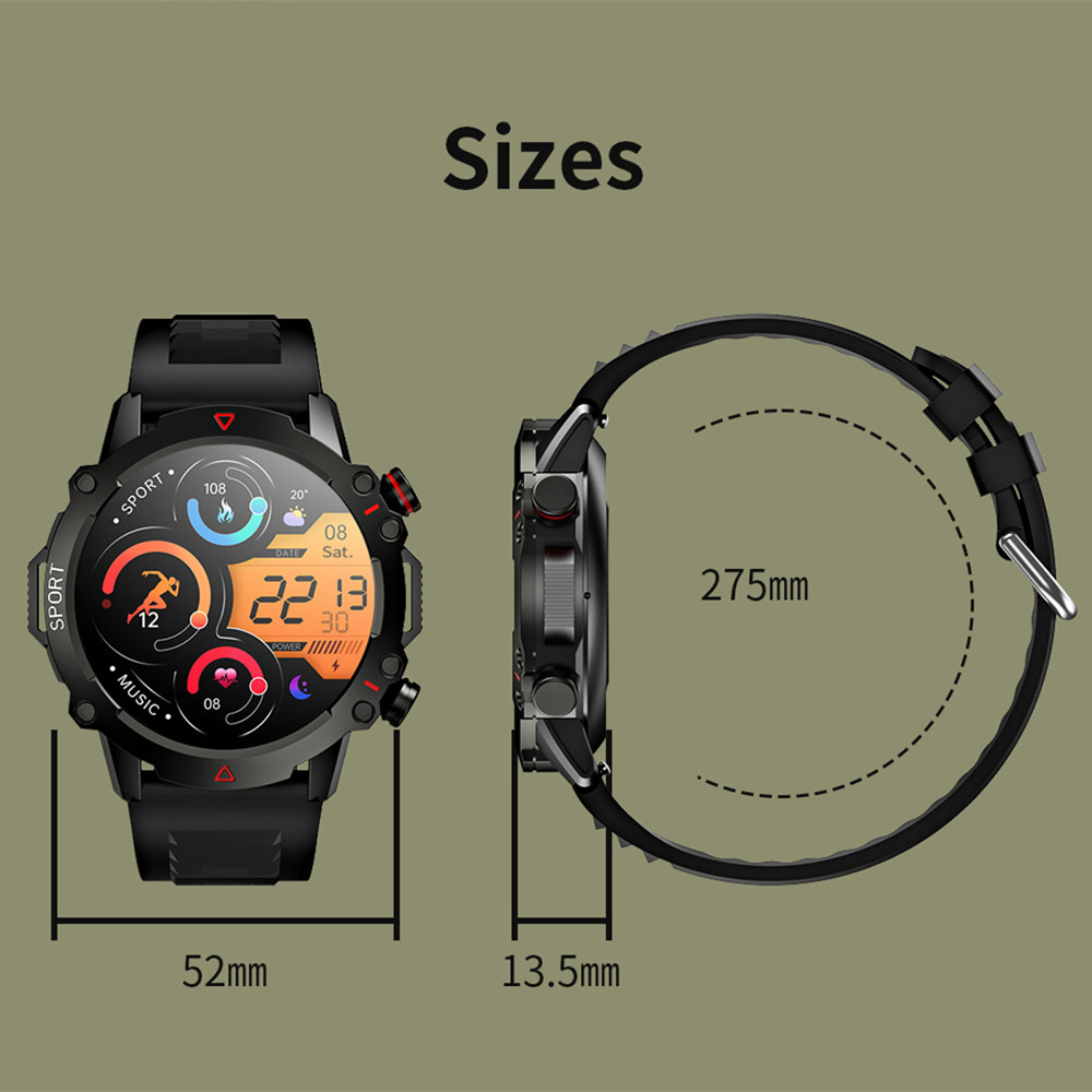 1.53 AMOLED TF10 PRO Outdoor Red Military BT Call Smart Watch Sports Fiess Tracker Heart Monitor For Android IOS free shipping