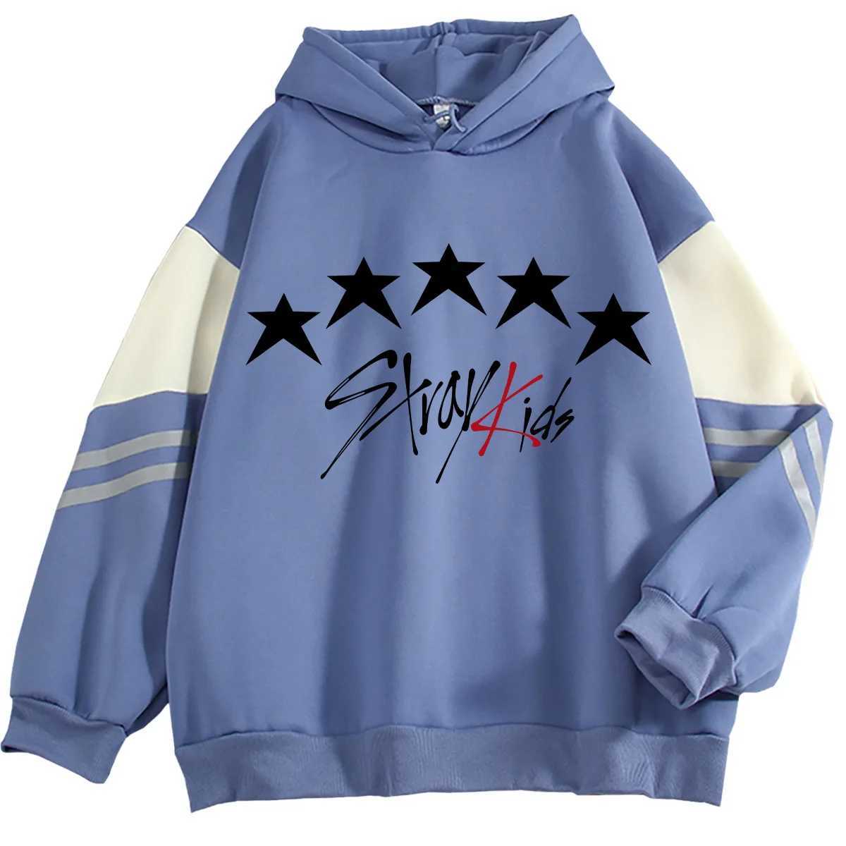 Men's Hoodies Sweatshirts Korean Boy Band Stray Kids 2023 New Album 5 Star Print Hoodies Harajuku Fashion Loose Sweatshirts Unisex Trend Vintage 