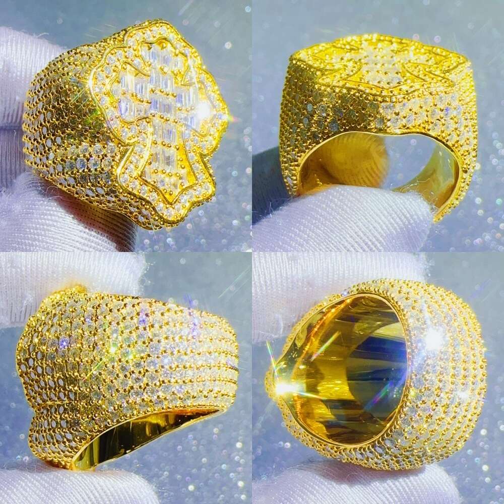 Band Rings Zuanfa Moissanite Jewelry Hip Hop Cross Baguette Vvs Dia Ring 2024 designer ring for women engagement High quality Fashion