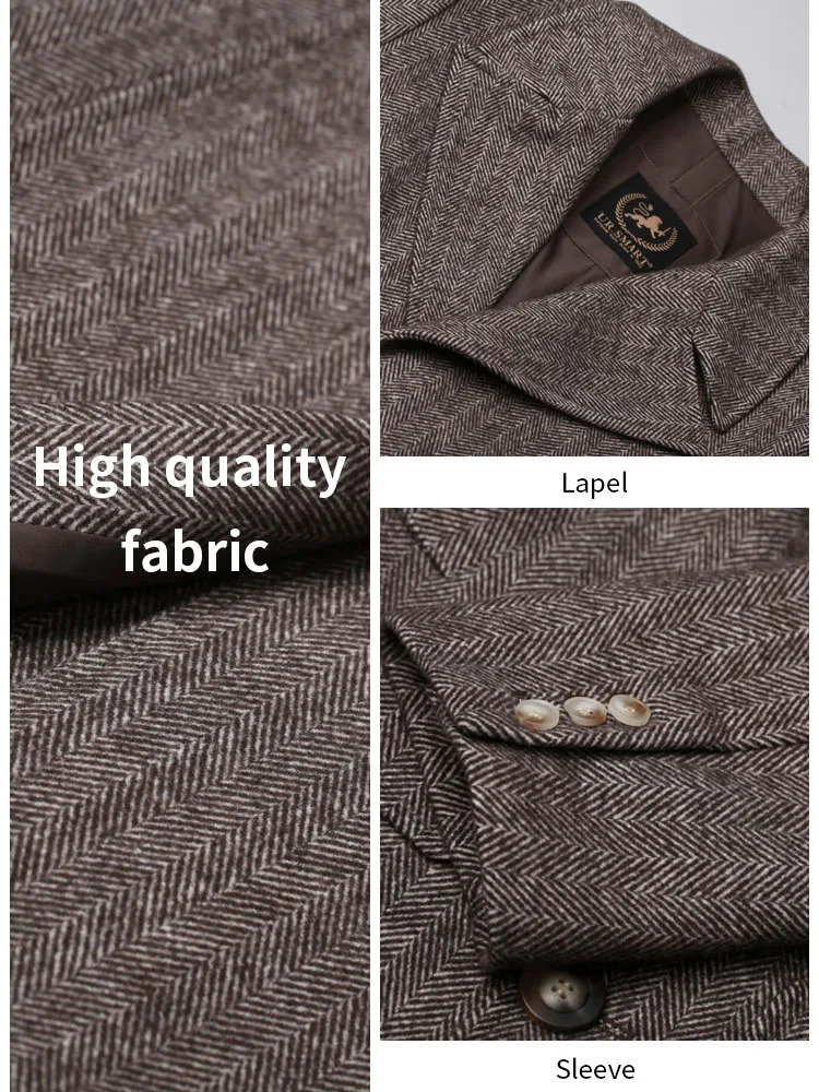 Men's Wool Blends Herringbone wool coat men's ultra long single breasted fashionable casual coffee detachable down inner jacket 231108