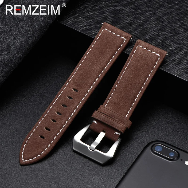 Watch Bands Genuine Leather Watchband Bracelet Black Blue Brown Vintage Matte Watch Strap For Women Men 18mm 20mm 22mm 24mm Wrist Band 231109