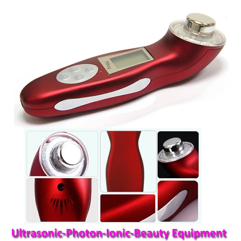 Face Care Devices 3MHz Ultrasonic 3 Colors LED Pon Massager Galvanic Ionic Therapy Face Cleaner Vibration Skin Care Ultrasound Massage 231108