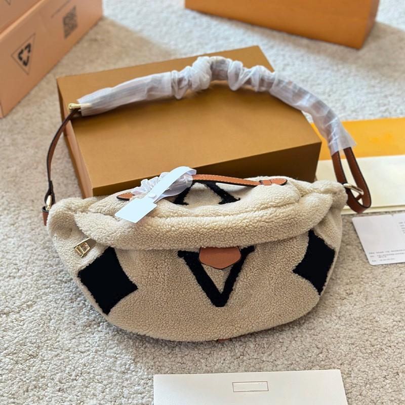 Designer Lamb Wool Women's Waist Bags Winter Elegant Messenger Bag 4 Colors Fanny Packs