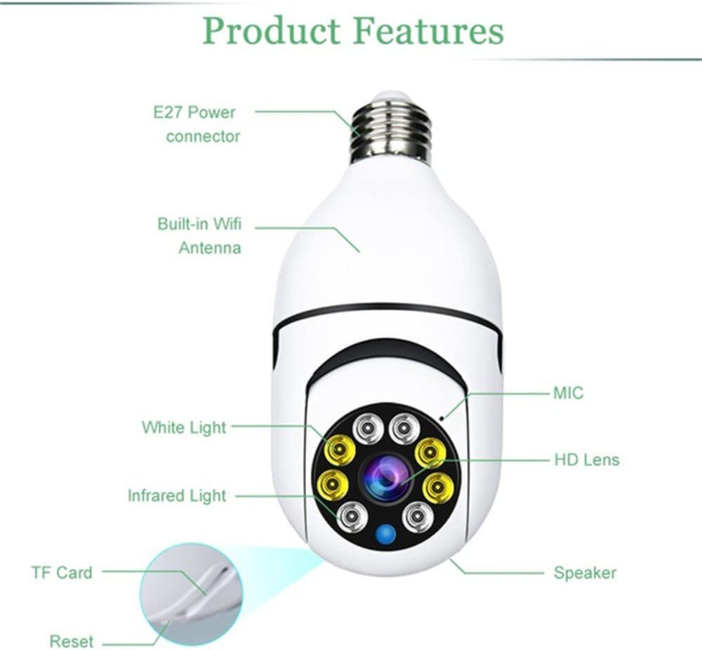 E27 Light Bulb Type Wireless Camera 1080P 360° Panoramic WiFi IP Camera