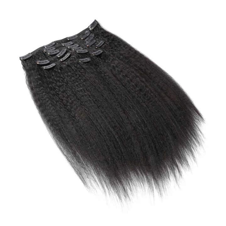 Kinky Straight In Extensions Real Remy Human Hair Brazilian Clip Ins Extension For Women 140G