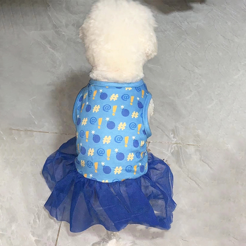 Small Cute Girl Female Dog Dress Mommy Puppy Shirt Skirt Doggie Dresses Pet Summer Clothes Apparel for Dogs and Cats 12 Color Wholesale S A880