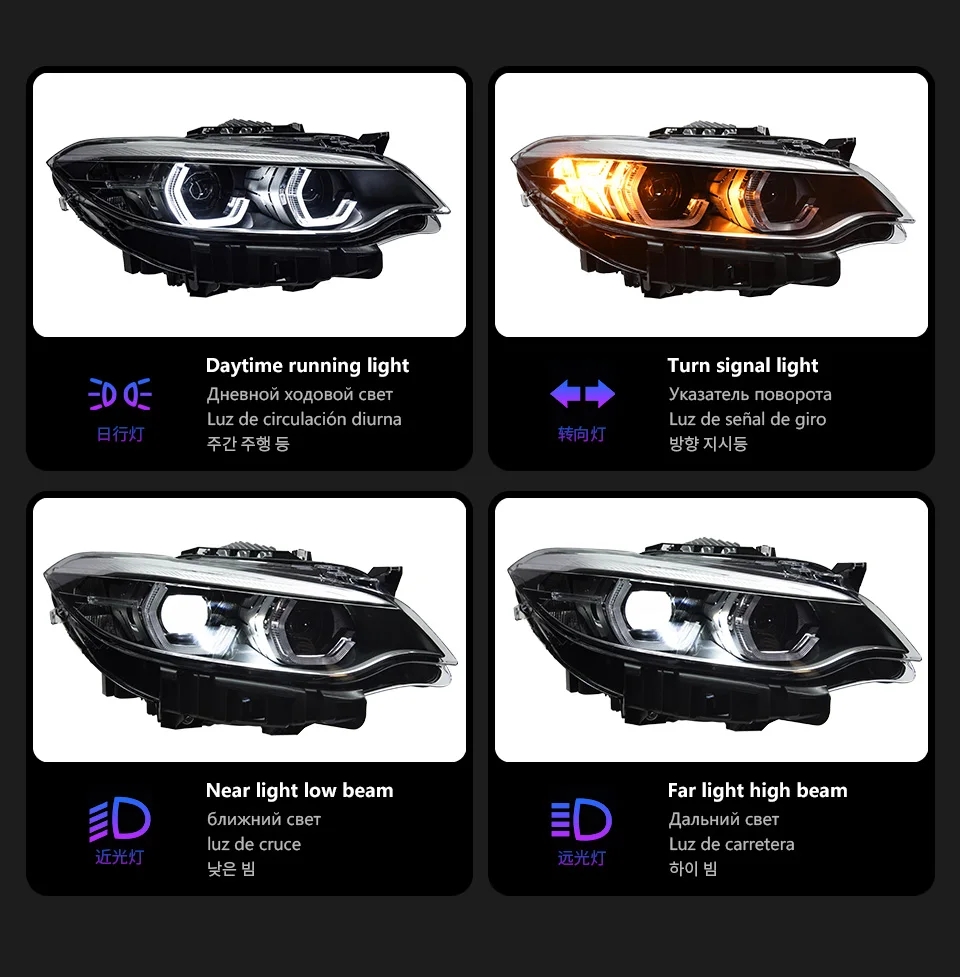 Headlight Assembly For BMW F22 2 Series Headlights LCI Angel Eye Styling LED Daytime Lights Dual Projector DRL Light