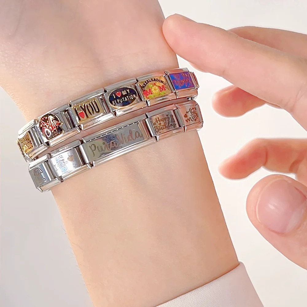 Charms Hapiship Top Top 9mm Width Original Daisy MOM Dream Love Italian Charm Bracelet Stainless Steel Jewelry Making DJ060 231109