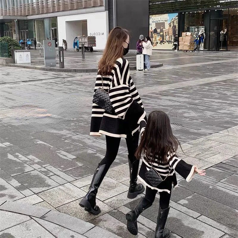 Family Matching Outfits Mother Kids Sweater Autumn Winter Women's Clothes Parent-child Matching Knit Tops Mom Baby Girs Knitted Jumper Pullover 2