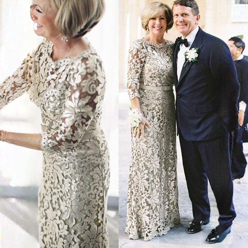Ivory Modest Mother of The Bride Groom Dresses Long Sleeves urious or Length Evening African Nigeria Styles Lace special Guest Gowns Belt