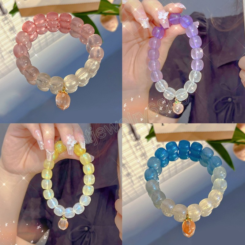 Fashion Gradient Glowing Beads Bangle Bracelet Luminous Noctilucent Beaded Bracelet Glow In Thr Dark Women Birthday Party Gift