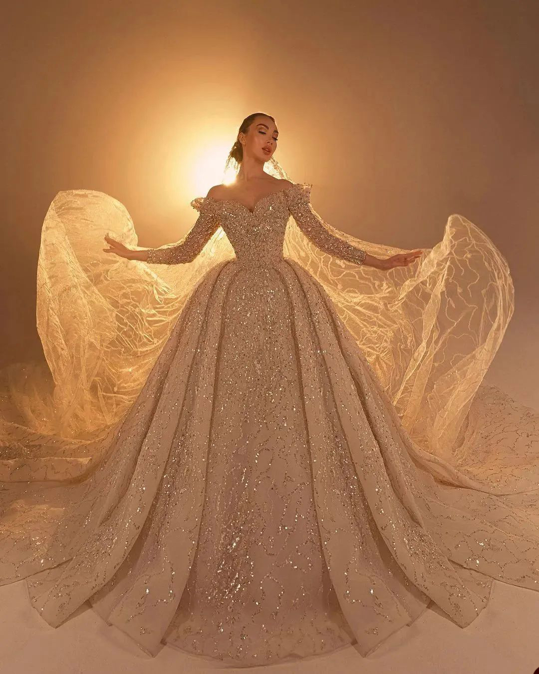 Elegant Shine 3D-Lace Special Occasion Dresses Fashion New Beading Slim Fit Sweep Train Prom Dresses Size Custom Made vestidos de novia D-H23521