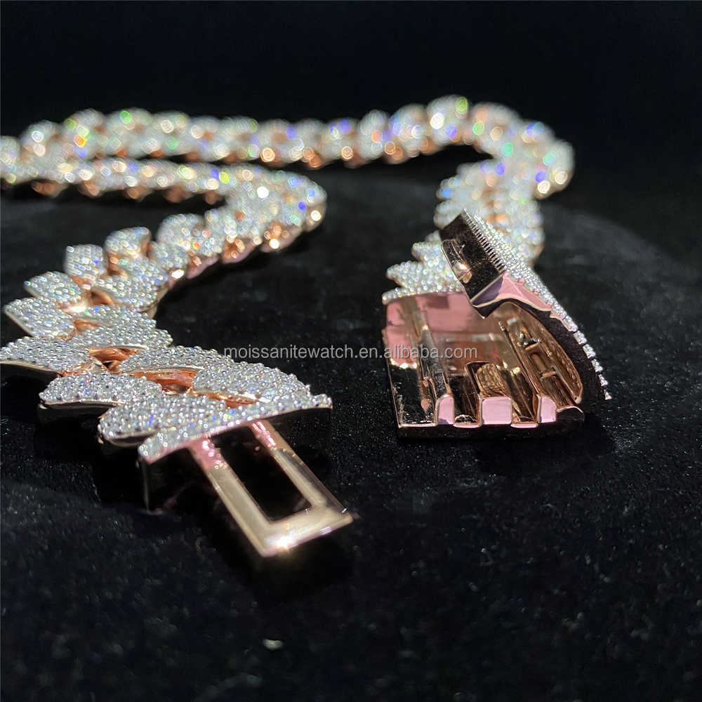 Custom Pendant Necklace Hip-hop 20mm Wide Box Buckle Miami Thick Cuban Chain Full Set with d Color Moissanite Mens