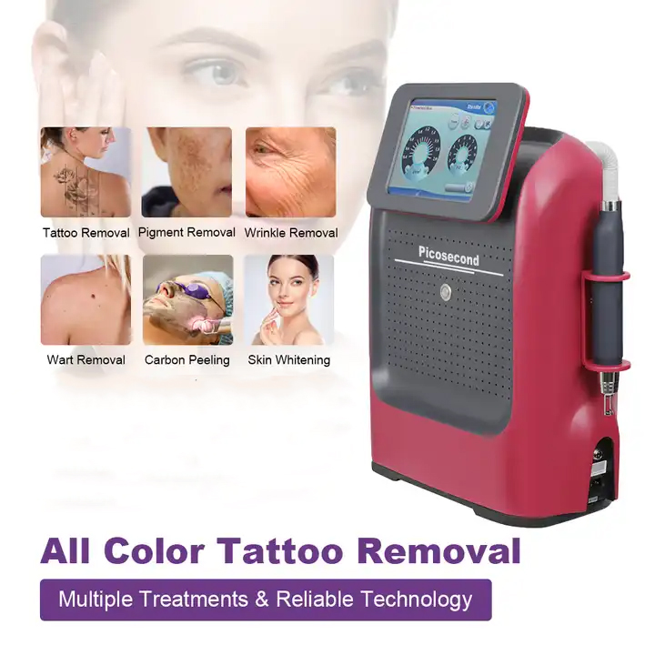 Multifunctional Nd Yag Picosecond Laser Tattoo Remove Eyebrow Eyeline Washing Skin Cleaning Oil Reduce Device with 532nm 755nm 1064nm 1320nm 4 Changea