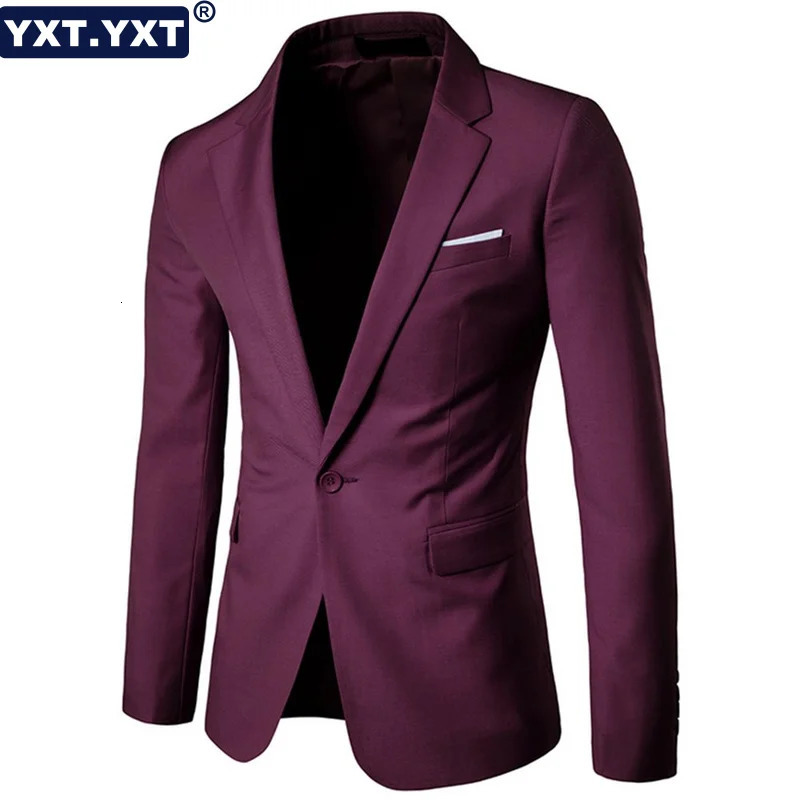 Men's Suits Blazers Elegant Jacket Blazer Male Suit in Men's Purple One Button Slim Fit Suit Blazer Formal Wedding Business Tuxedo Blazer 23