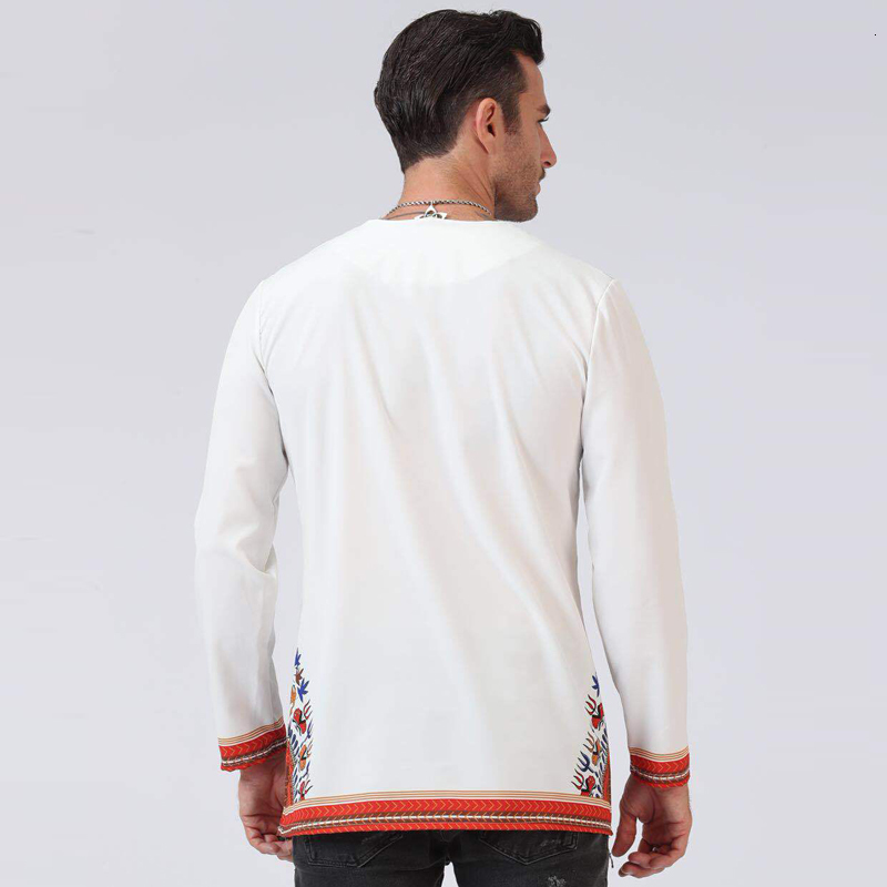 Men's T-Shirts E-BAIHUI Odeneho Shirts Men's White Polished Cotton Tops with Dashiki African Clothing Male Plus Size Long Knit Shirts 230408