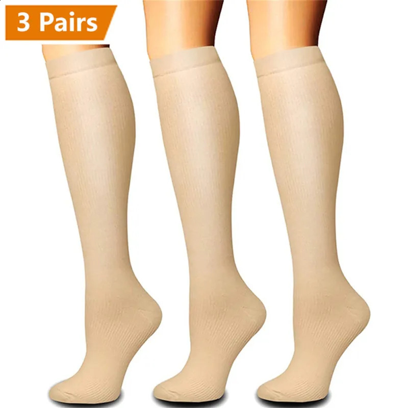 Sports Socks 3 Pair Compression Socks Knee High Varicose Veins Stockings Men Women Sport Socks Anti Fatigue Pain Relief Compression Stockings 231109