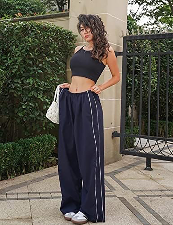 Womens Track Pants Baggy Wide Leg Parachute Pants Loose Leg Cargo Pants Streetwear