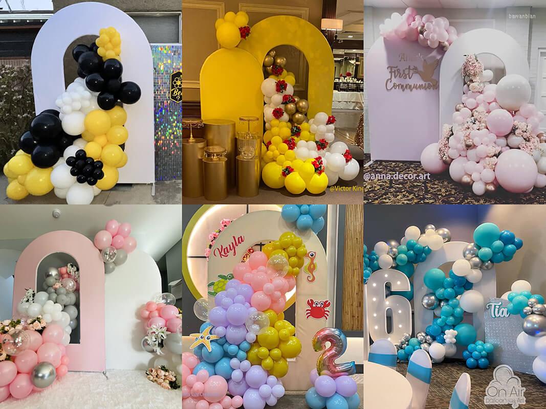 Party Decoration 5X7ft Pink Open Arch Backdrop Cover For Door Shape Balloons Stand Frame Wedding Event Decor
