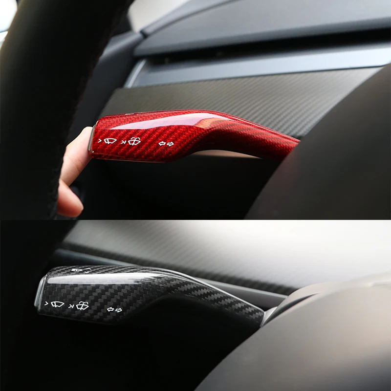 For Tesla Model 3 Y 2017- 2023 Car Turn Signal Wiper Switch Handle Embedded Cover Car Carbon Fiber Beautifying Interior Trim Accessories