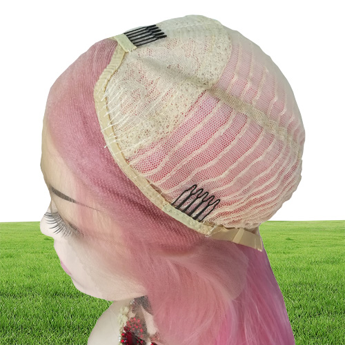 10a quality perruque deep curly pink full lace front wigs transparent natural hairline simulation human hair wigs for women