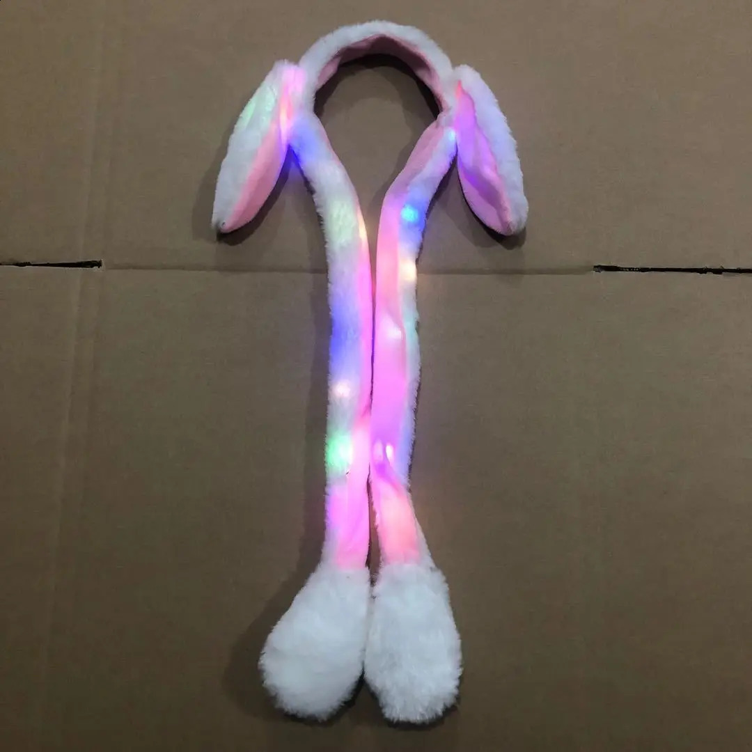 Led Rave Toy 1pc LED Light Up Rabbit Headband with Moving Ears Luminous Kids Adult Christmas Gifts Bunny Long Plush Toy HairHoop Party Props 231109