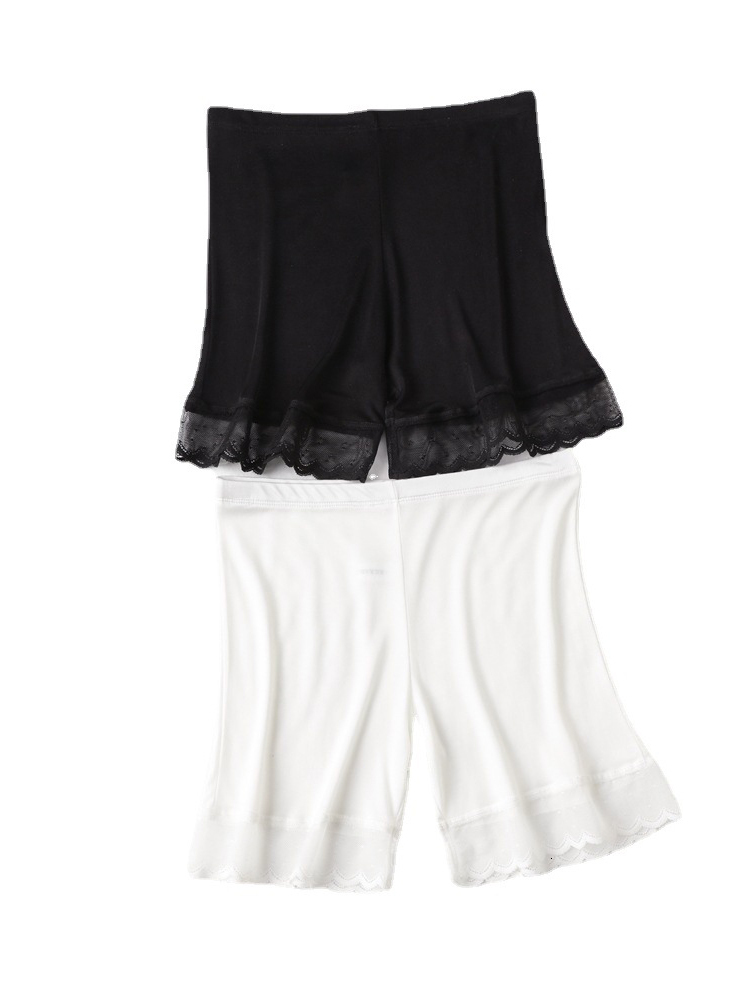 Camisoles Tanks SuyaDream Women's Natural Silk Lace Camisoles Anti aircraft Trouser Lining Slide Black and White Summer Set 230410