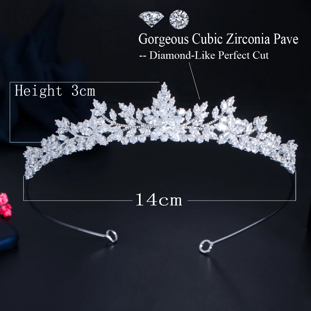 Headbands ThreeGraces Sparkling White Cubic Zirconia Elegant Flower Queen Crowns Tiaras Wedding Hair Accessories Jewelry for Brides HA027 231102