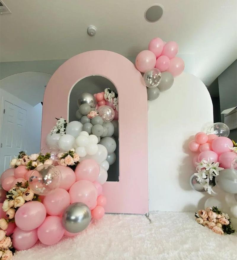 Party Decoration 5X7ft Pink Open Arch Backdrop Cover For Door Shape Balloons Stand Frame Wedding Event Decor