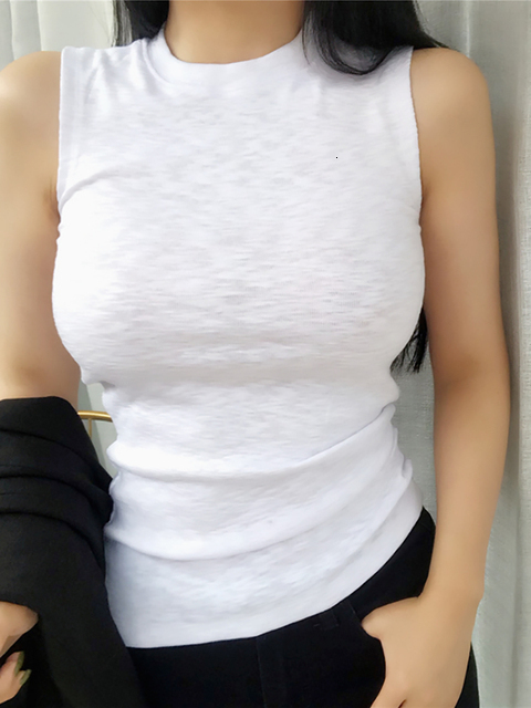 Camisoles Tanks Women's Spring Summer Tank Top Sleeveless Slim Fit Set Korean T-shirt Top Women's Round Neck Tank Top Single Neck Tank Top C