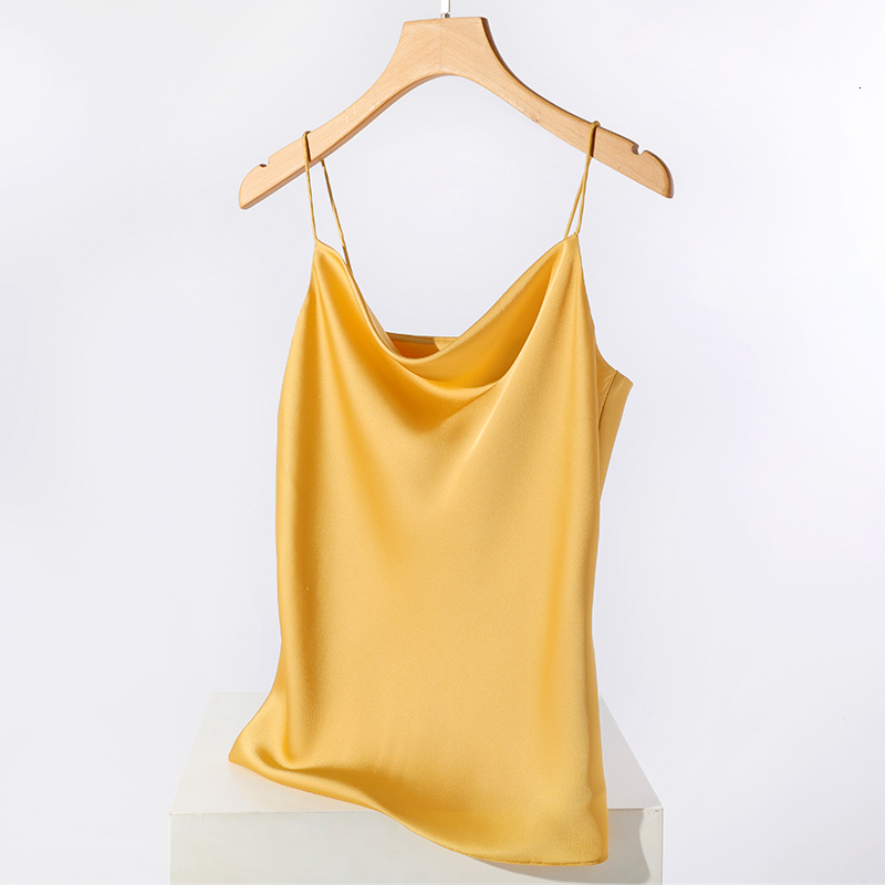 Camisoles Tanks Crop Top Cami Satin Women's Thin Wild Solid Camis Tank Top Women's Tank Top Summer Sexy Shoulder Strap Basic Top Silk Sleeve