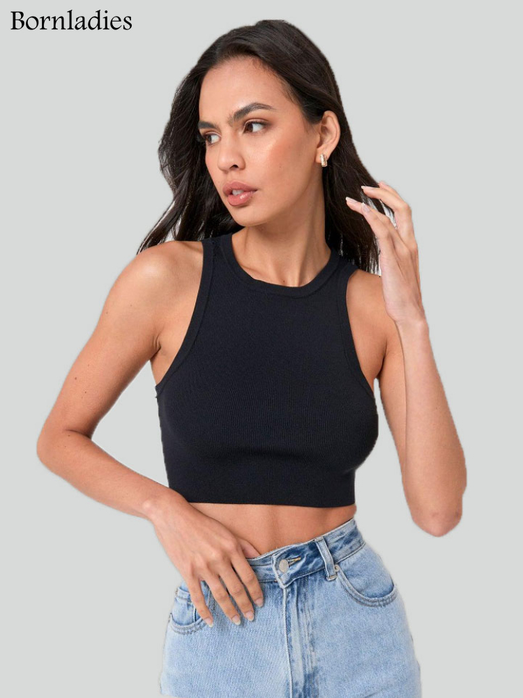 Camisoles Tanks Bornladies Summer Tank Top Women's Casual Crop Top Sexy Girl Pendant Tank Top O-Neck OL Ultra Thin Ribbon Sleeveless T-shirt Top 