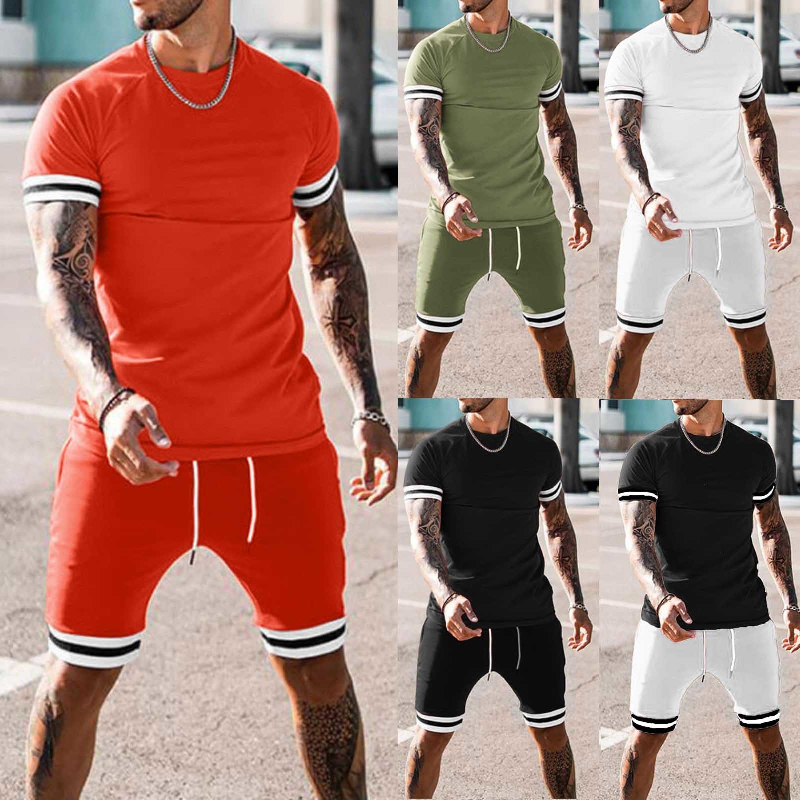 Men's Tracksuits Summer Clothing Tracksuit 2 Two Piece Shirts And Short Set Men 230410
