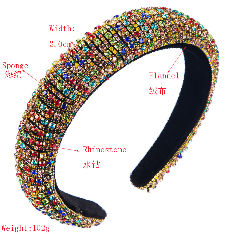 Women Rhinestone Headband Bling Padded Baroque Crystal Fashion Hair Band Party For Bridal Crown Hair Hoop Wedding Hair Accessories