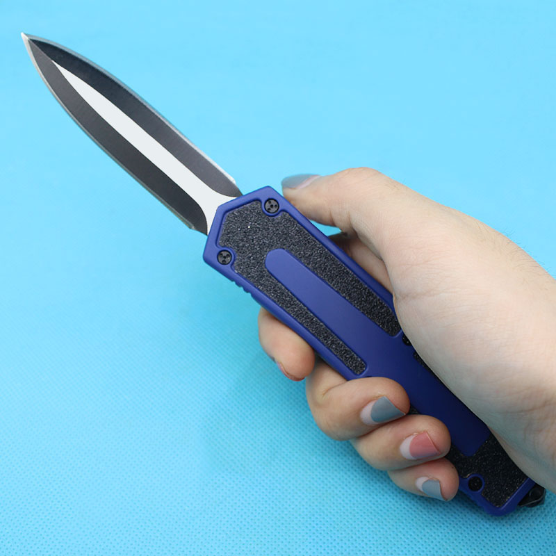 Top Quality Tactical Knife 440C Two-tone Black Blade Aluminum Alloy Handle Outdoor Survival Gear EDC Pocket Knives with Nylon Bag